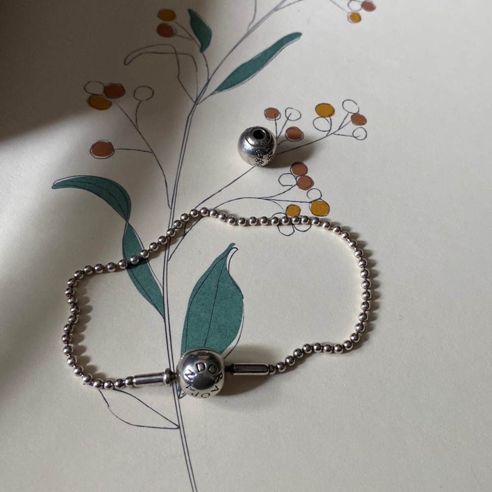 Pandora ball chain silver bracelet and Aquarius charm